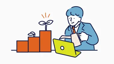 実績データを確認して分析する人物のイラスト